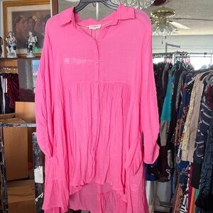 Umgee Bright Pink Button-Down Shirt